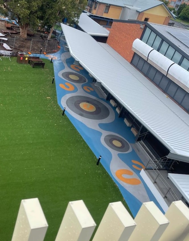 First Nations pavement mural at Newcastle Grammar School Park Campus